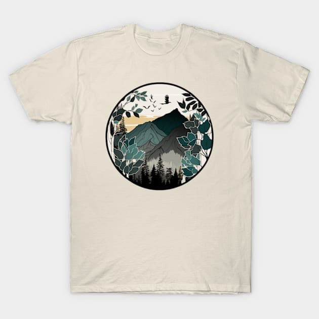 beautiful mountain view, vintage style T-Shirt by teehood